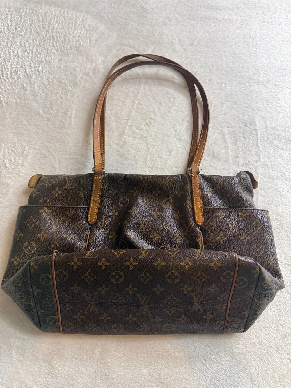 Louis Vuitton Monogram Totally MM Shoulder Tote Bag Brown Canvas AS IS